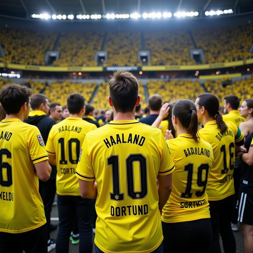 Dortmund Fans Wearing Haaland Jerseys