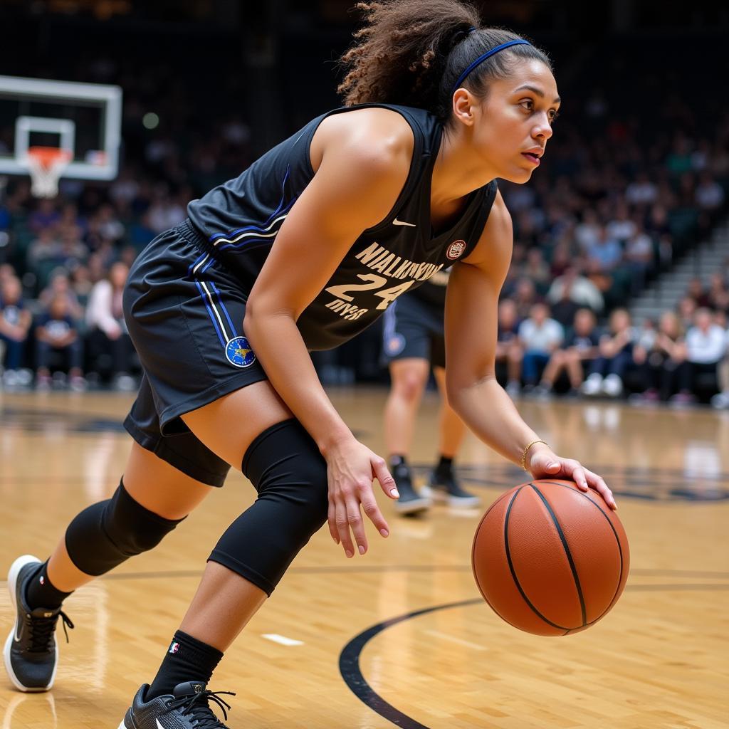 Female basketball player practicing drills