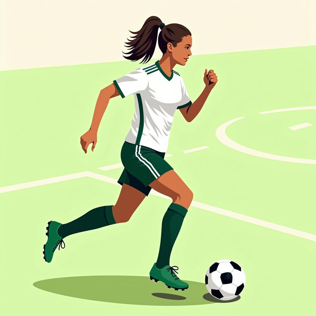 Female Soccer Player Dribbling Vector Image