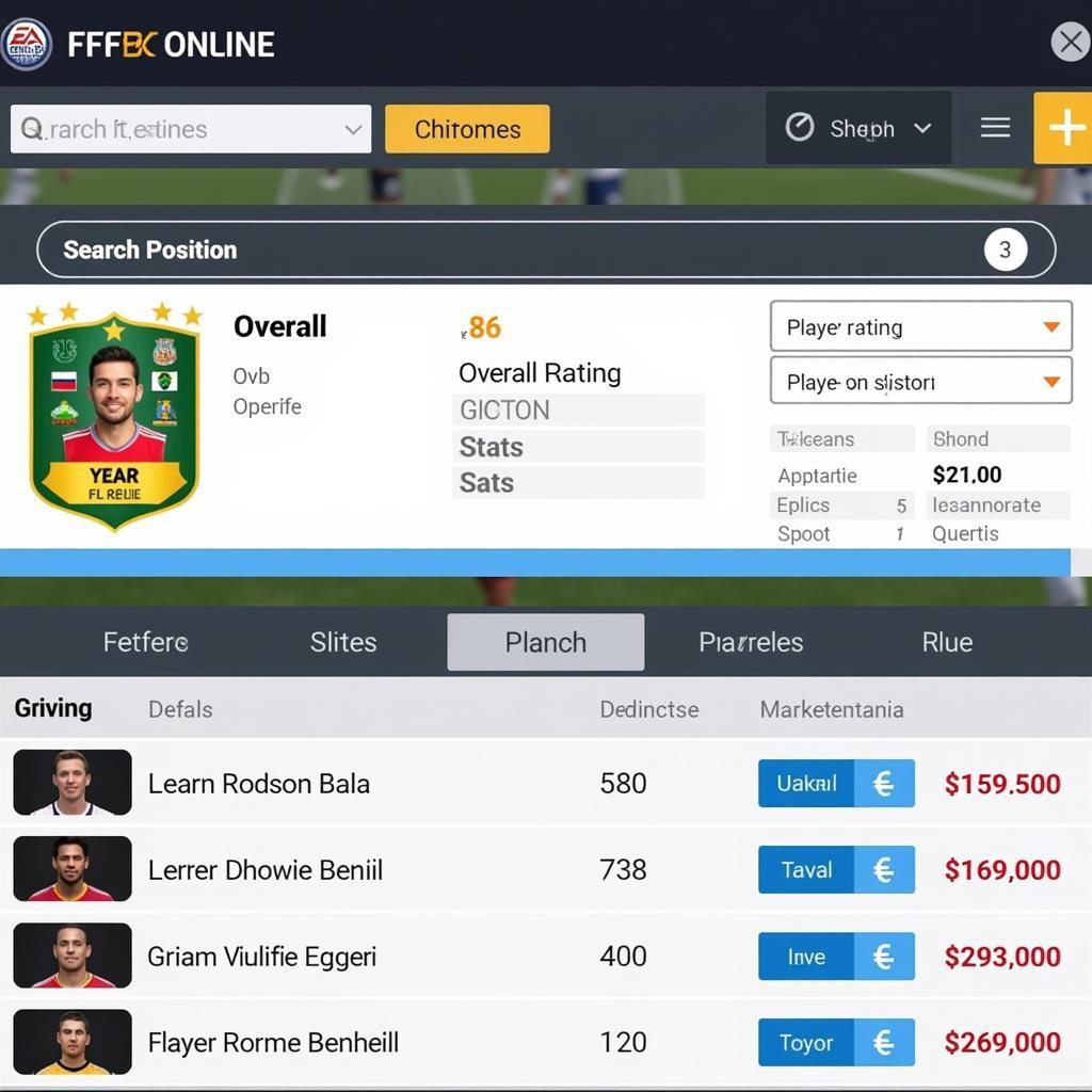 FIFA Online 3 Korea In-Game Market Search