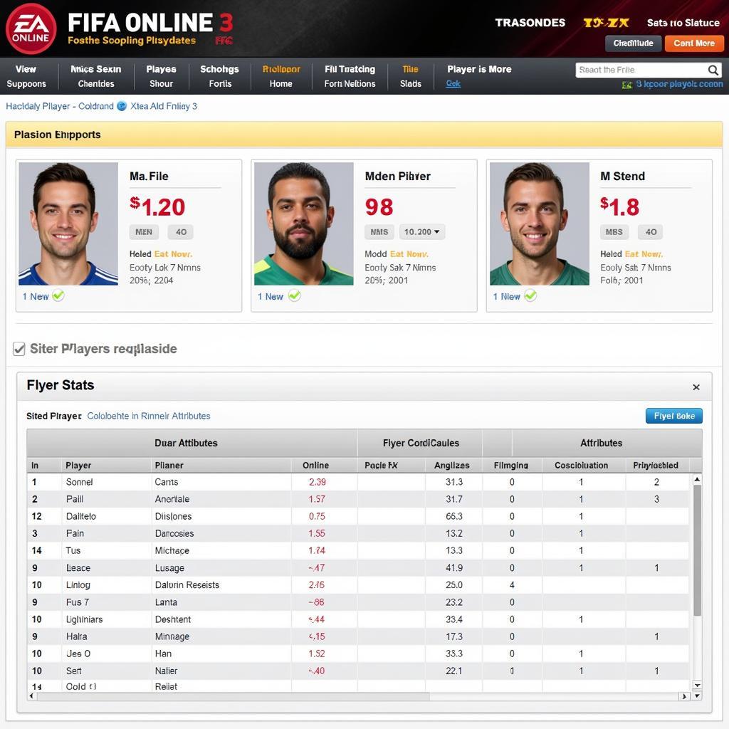 FIFA Online 3 Player Comparison Resources