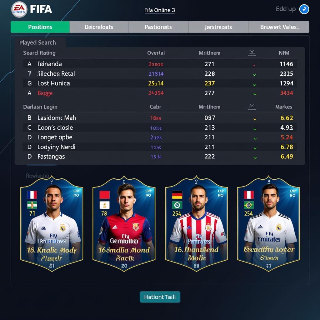 FIFA Online 3 Player Search Interface