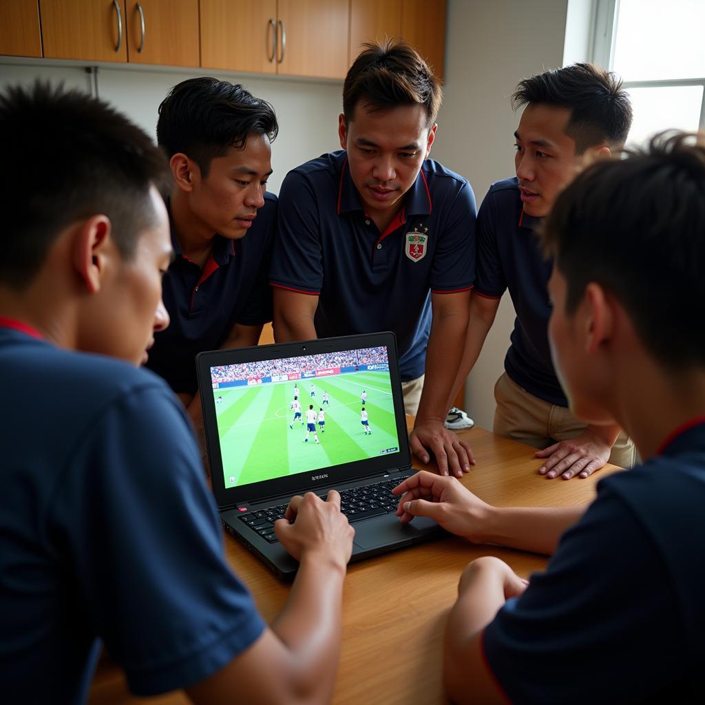 Filipino Football Team Analyzing a Match Featuring Erling Haaland