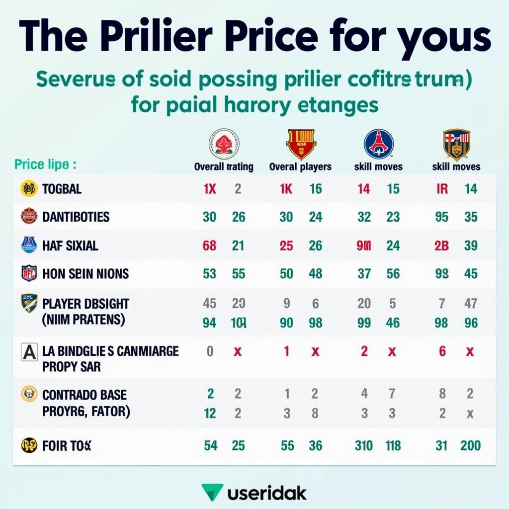 FO3 Player Price Comparison Chart