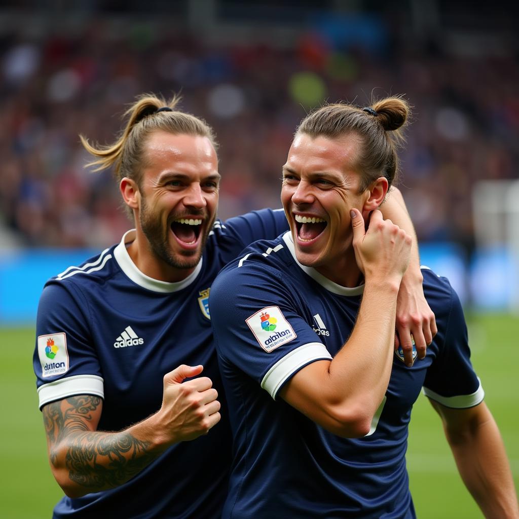 Foden and Haaland Celebrating a Goal