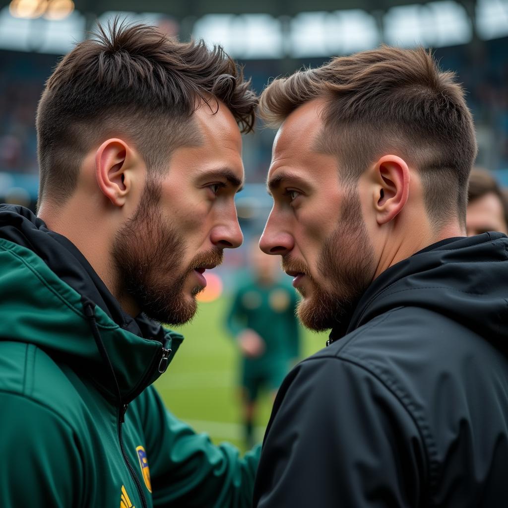 Foden and Haaland in a Pre-Game Huddle