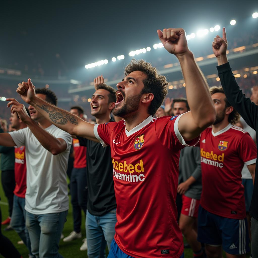 Football Fans Celebrating a Goal