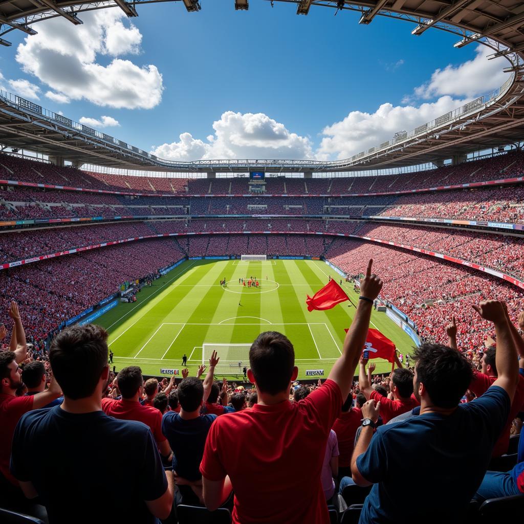 Football Fans Cheering in Stadium