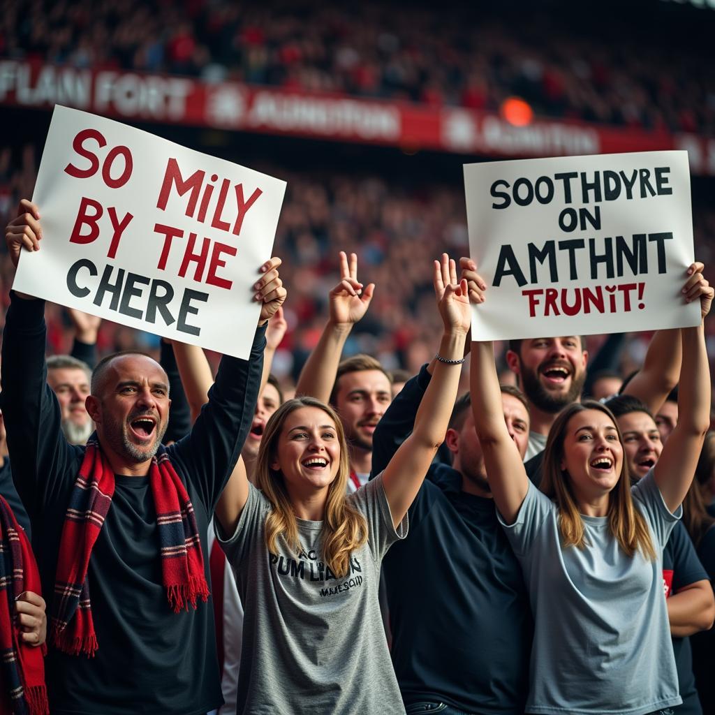 Football fans showing support for their team