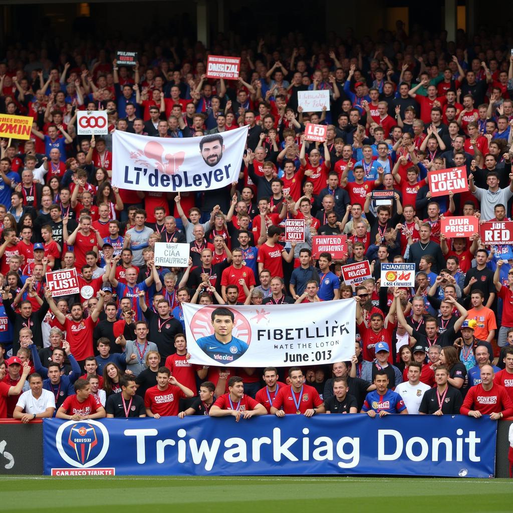 Football fans holding memorials