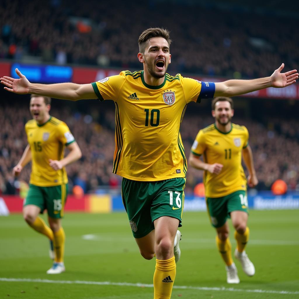 Football Player Celebrating a Goal