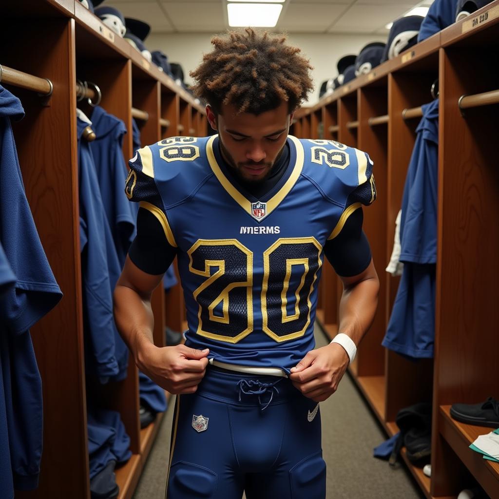 Football Player Checking his Kit Before Match