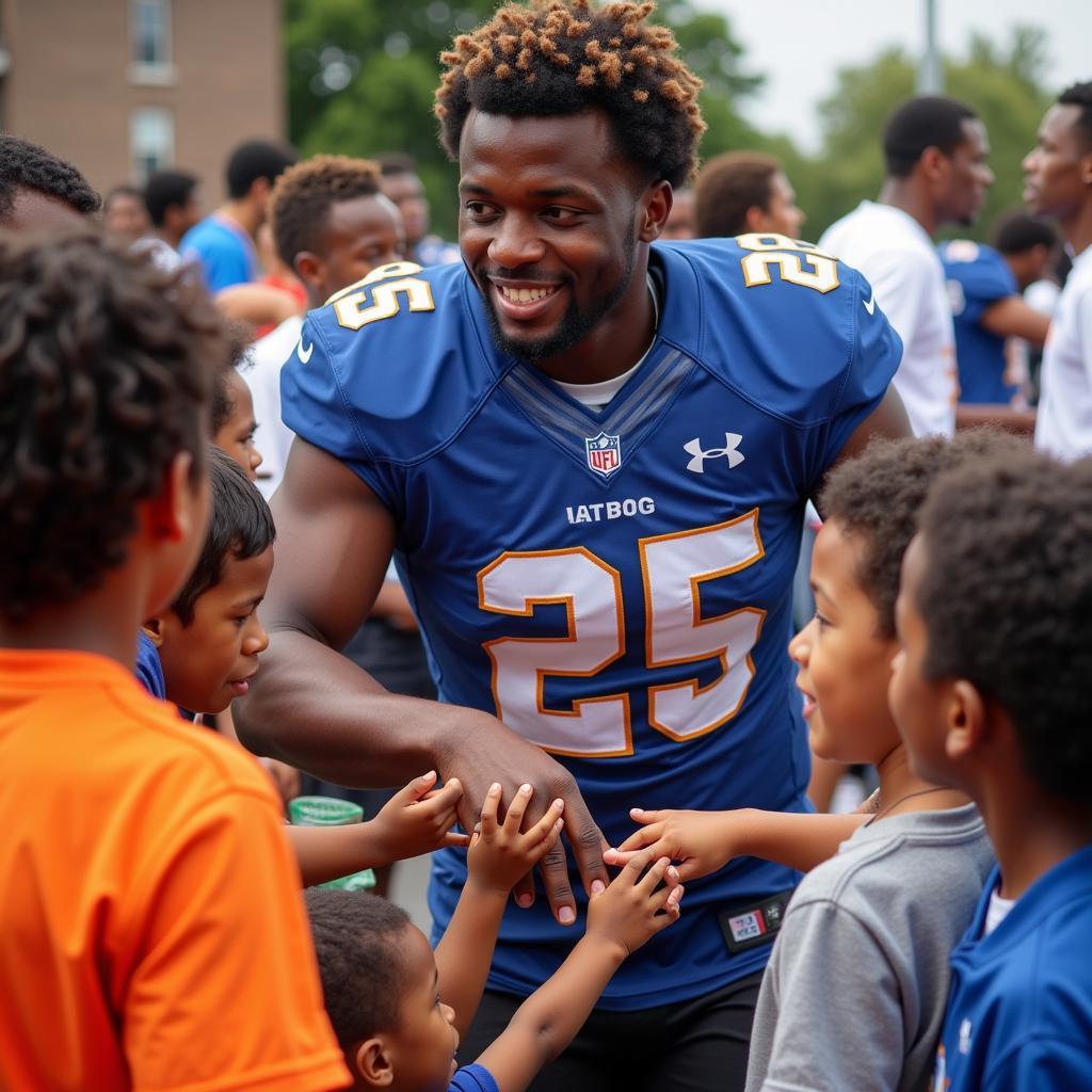 Football Player Engaging in Community Outreach