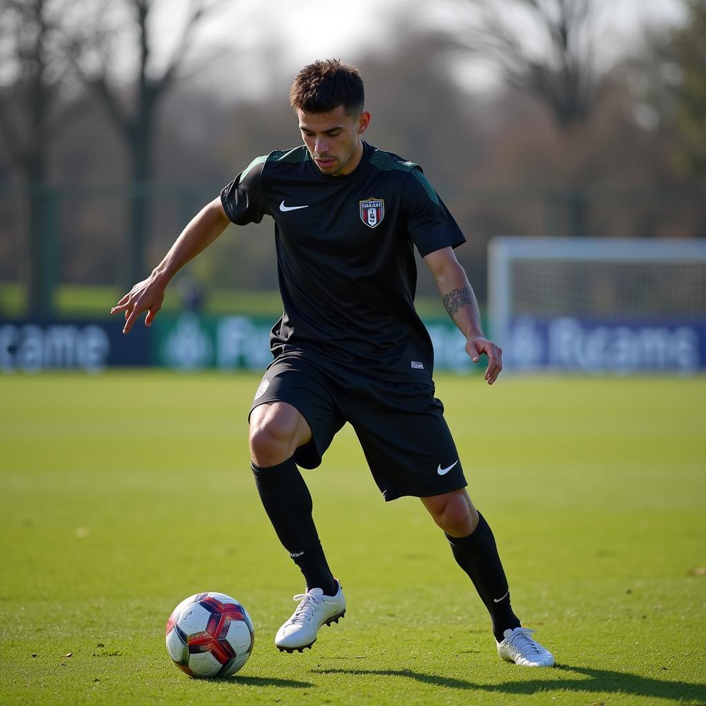 Football Player Showing Discipline in Training