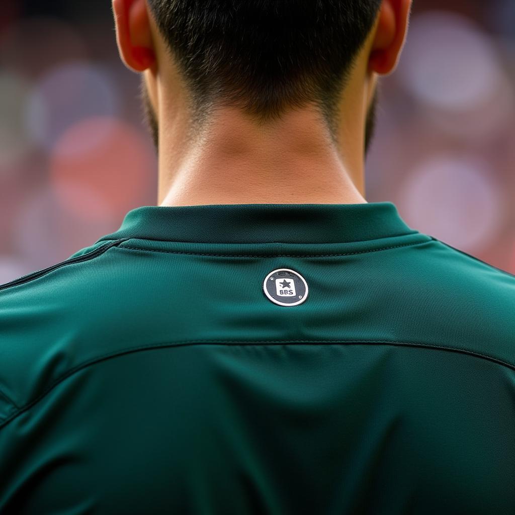 Football player wearing a GPS tracker