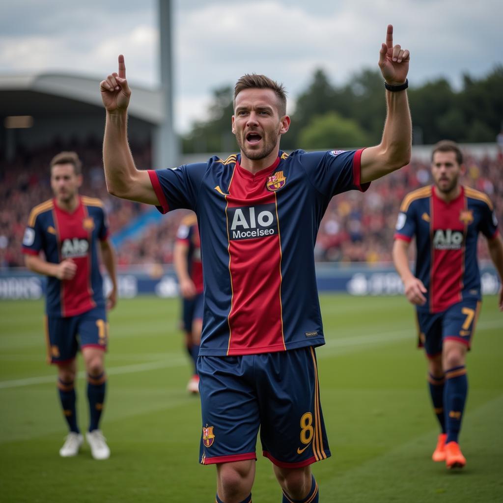 Image of a football player motivating his team