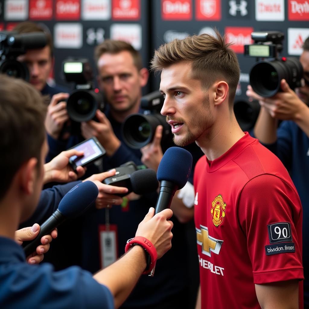 Football Player Giving a Media Interview