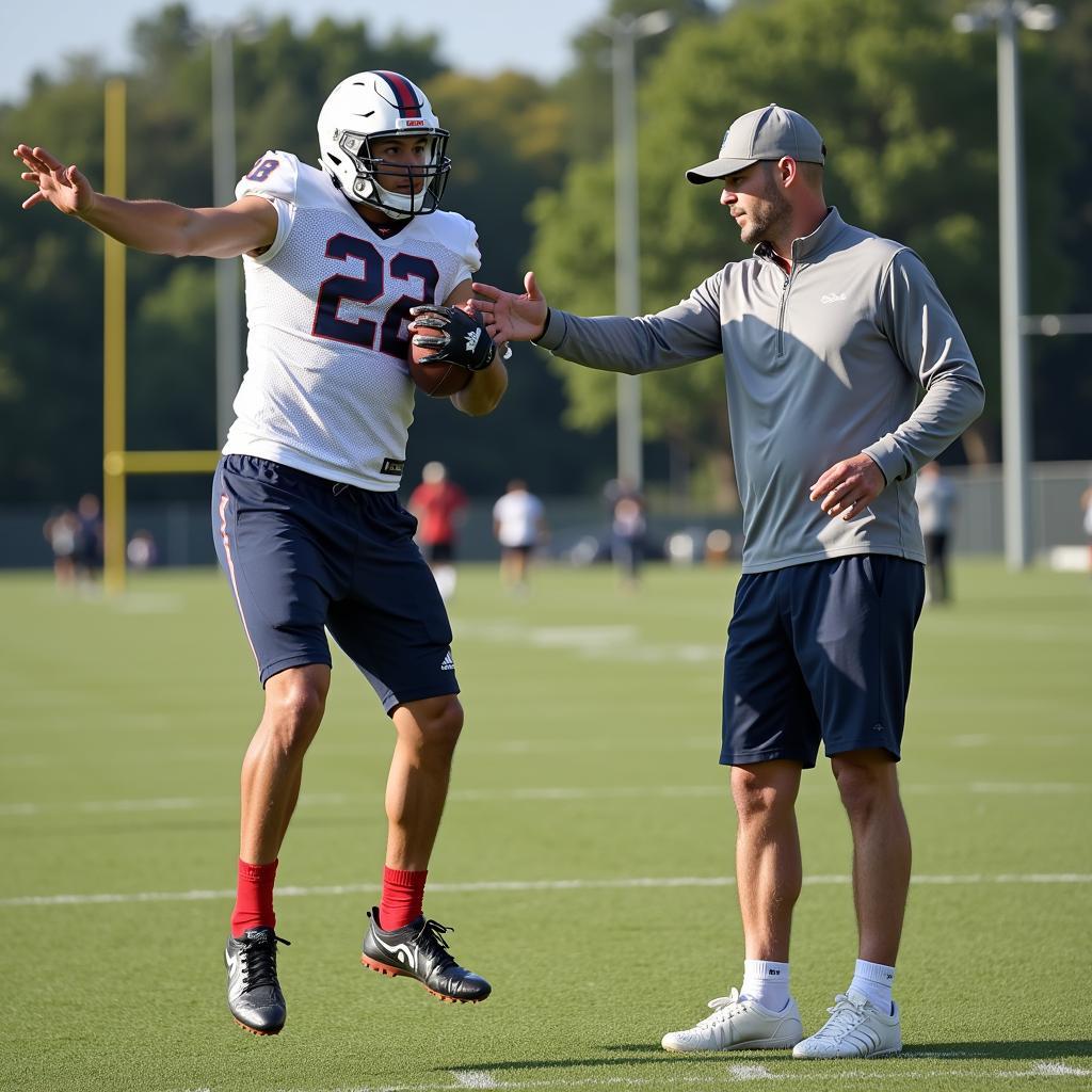 Football Player Perfecting Jump Technique