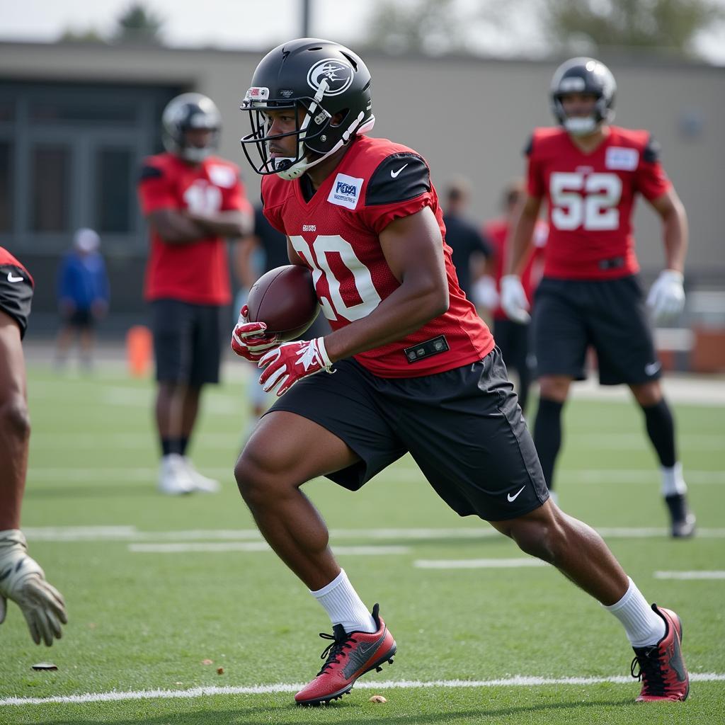 Football Player Undergoing Intense Physical Training