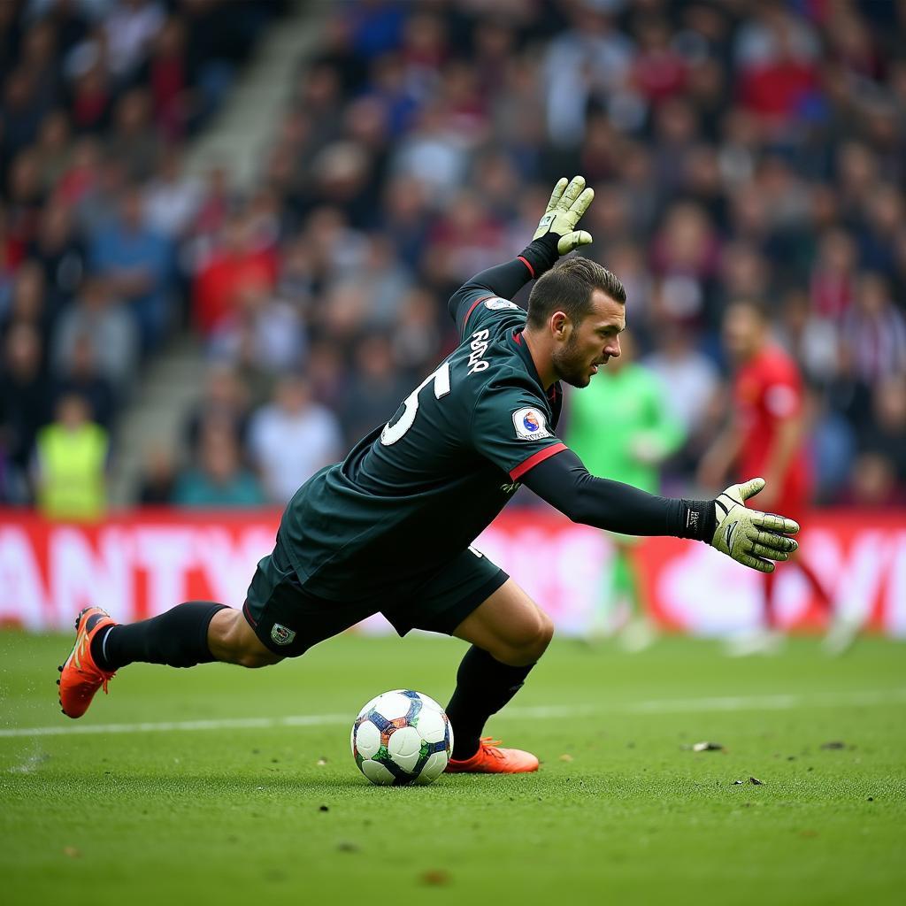 Football Player PNG: Goalkeeper Making a Save