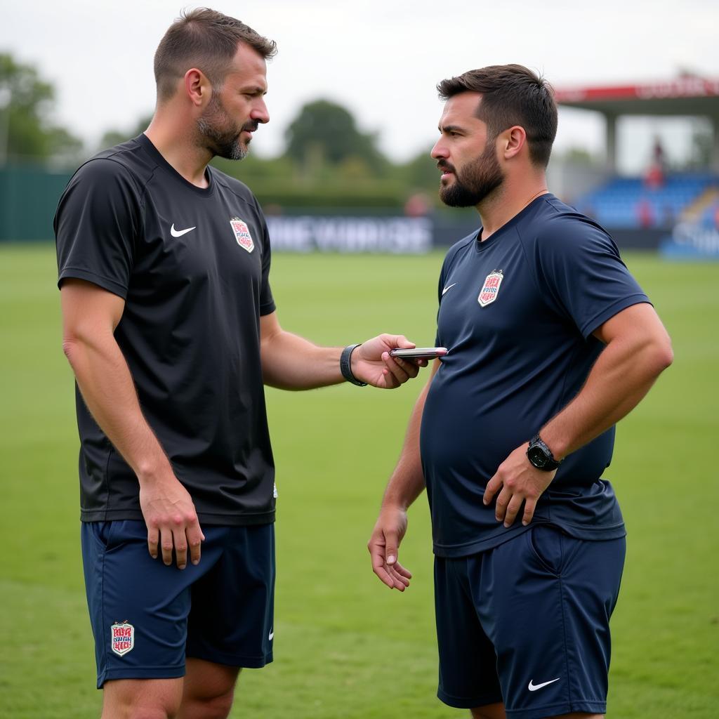 Football Player Receiving Coaching Feedback