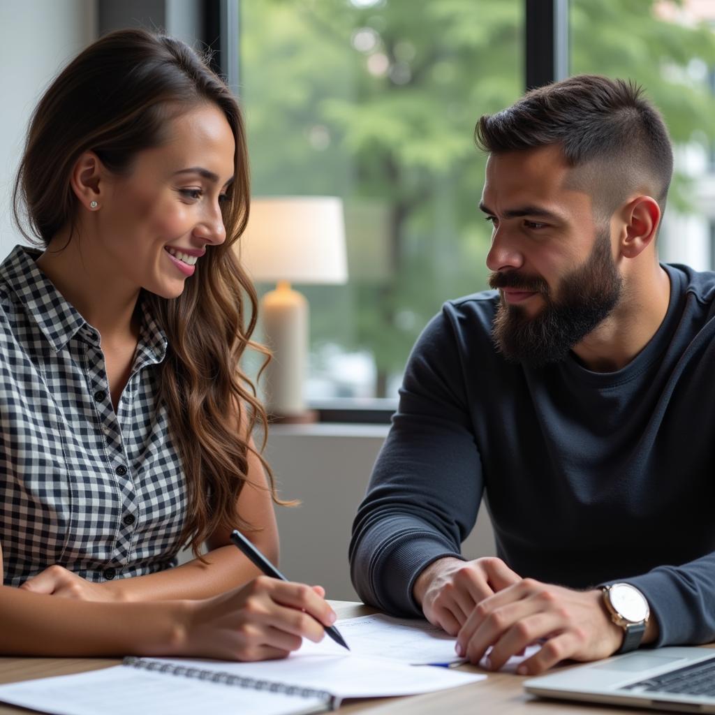 Football player discussing retirement plans with his wife.