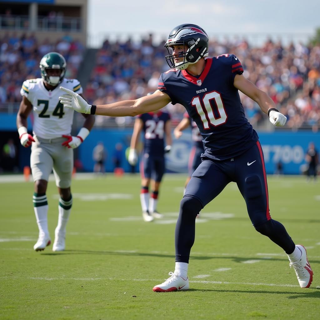 Football Player Stretching Before a Game