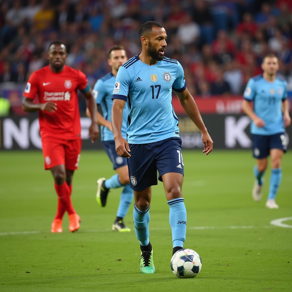 A football player demonstrating tactical awareness