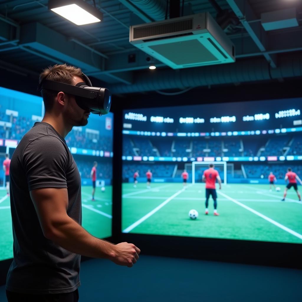 Football player using VR for training