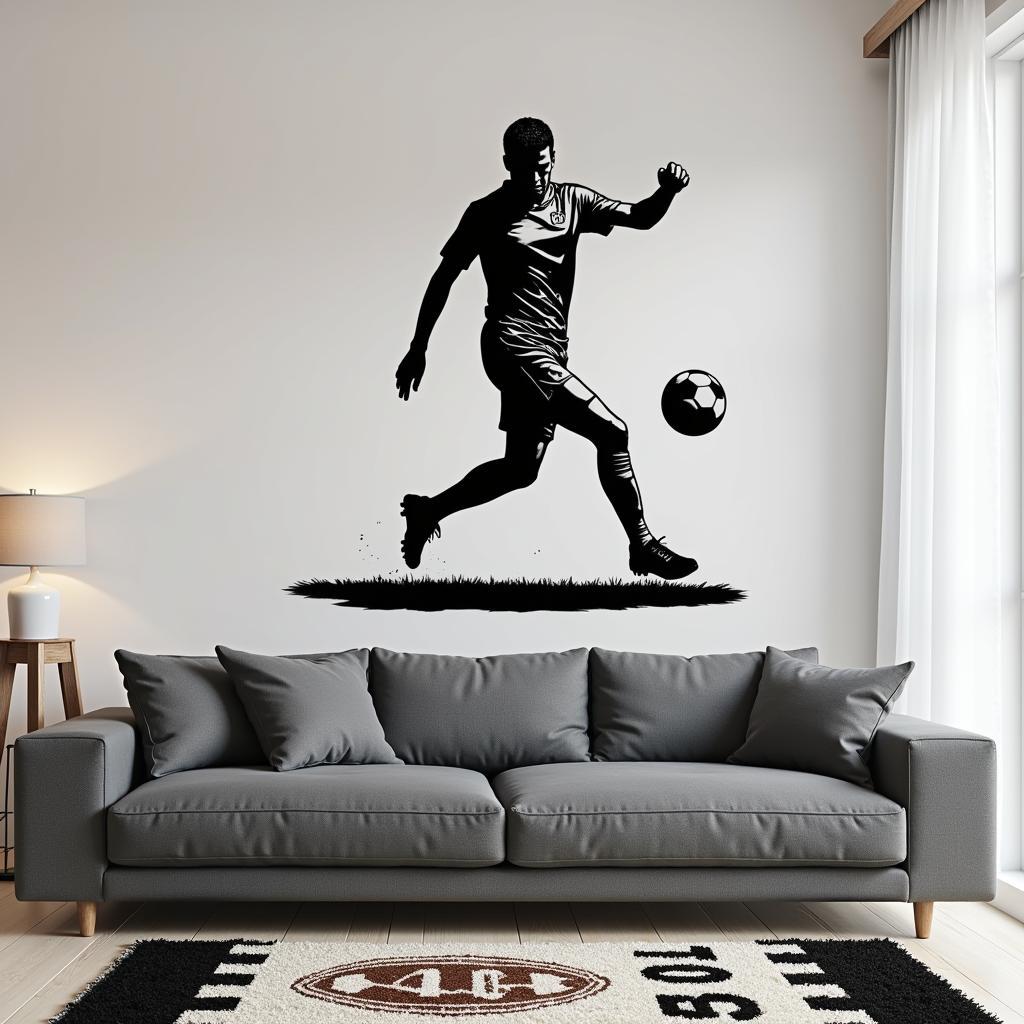 Football Player Wall Sticker in a Living Room