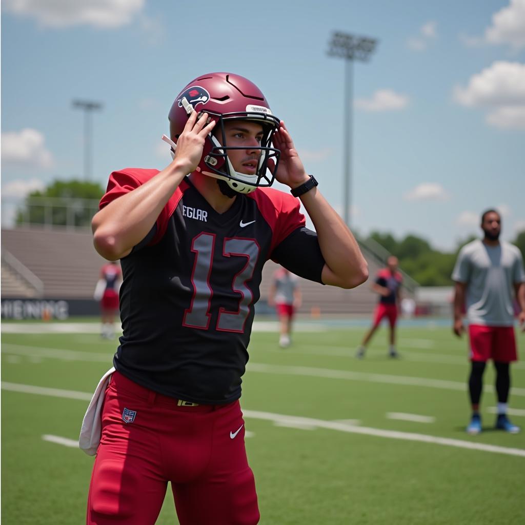 Football Player with Tourettes Managing Tics During Training