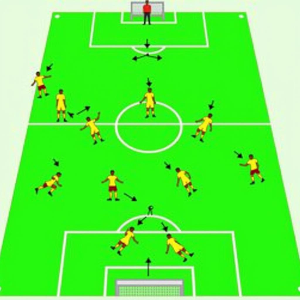 Football team formation with 11 players