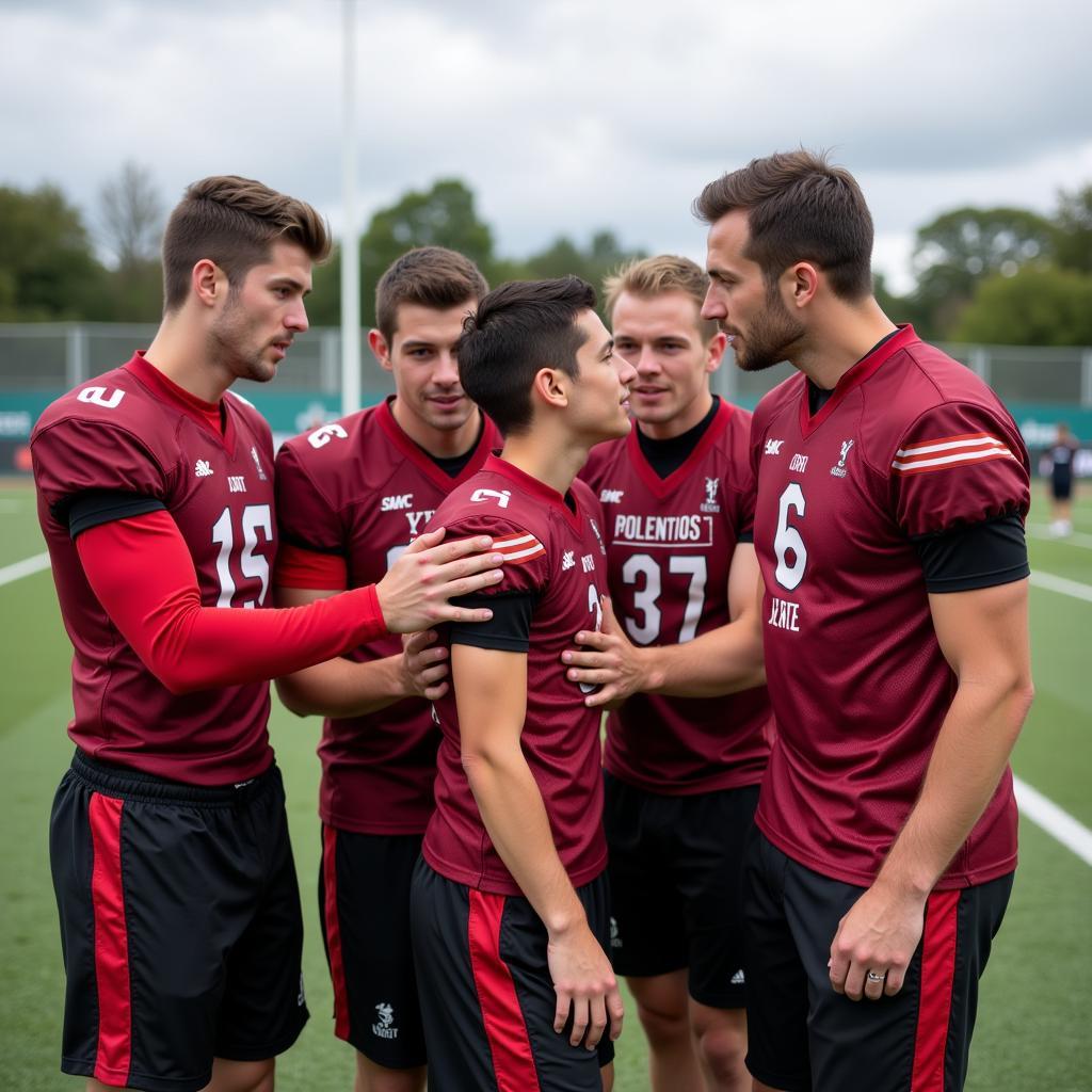 Football Team Showing Support for Teammate with Tourettes