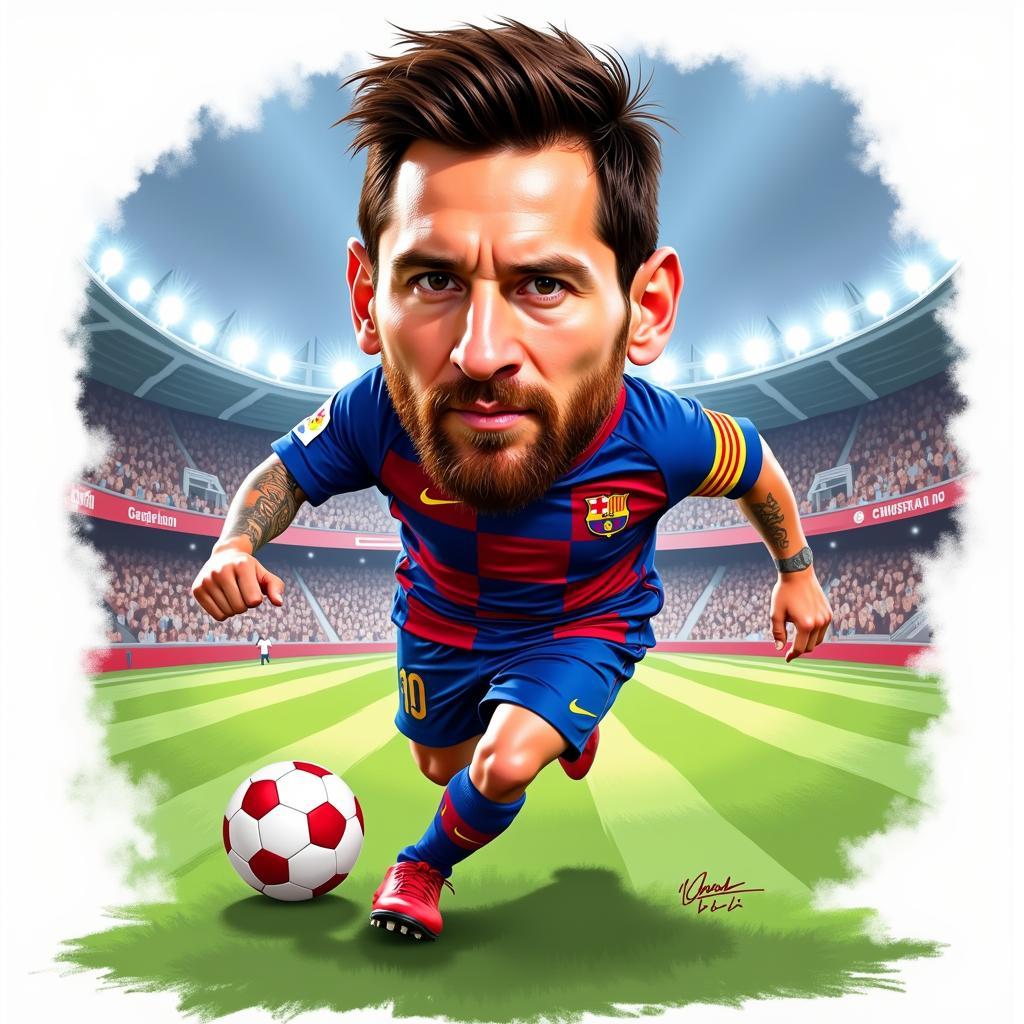 Lionel Messi caricature wall art