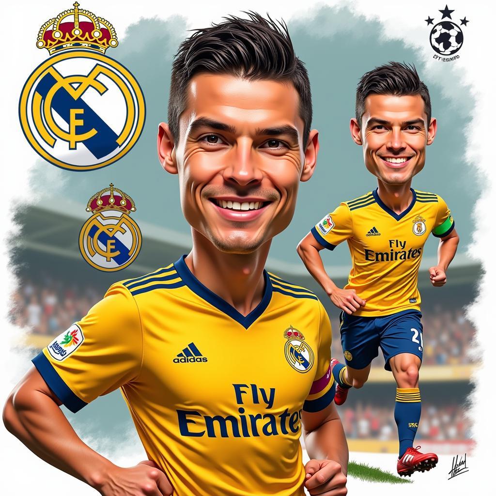 Cristiano Ronaldo caricature wall art