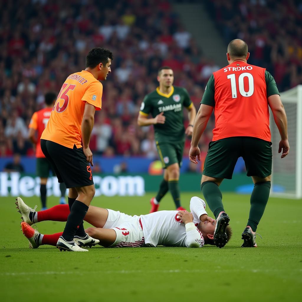 Footballer Collapsing on Pitch Due to Stroke