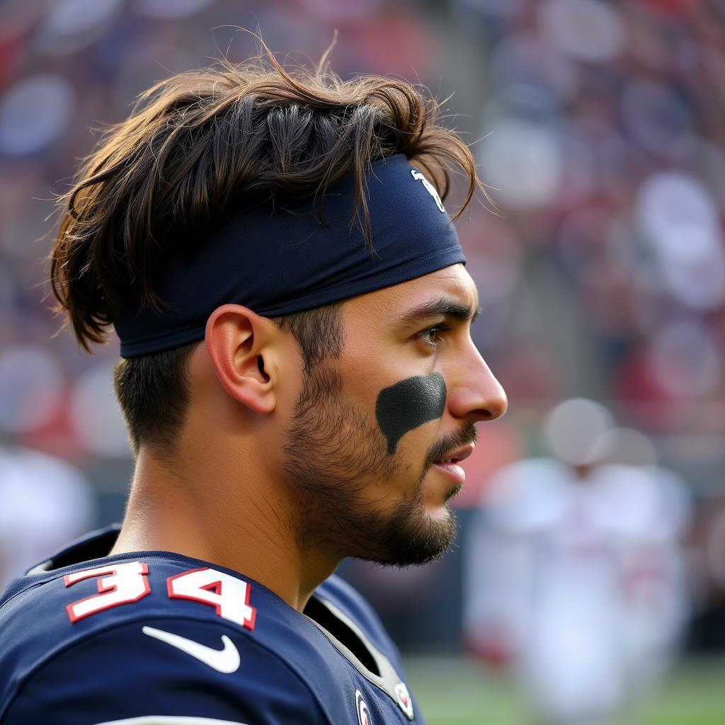 Footballer Wearing Headband Close Up