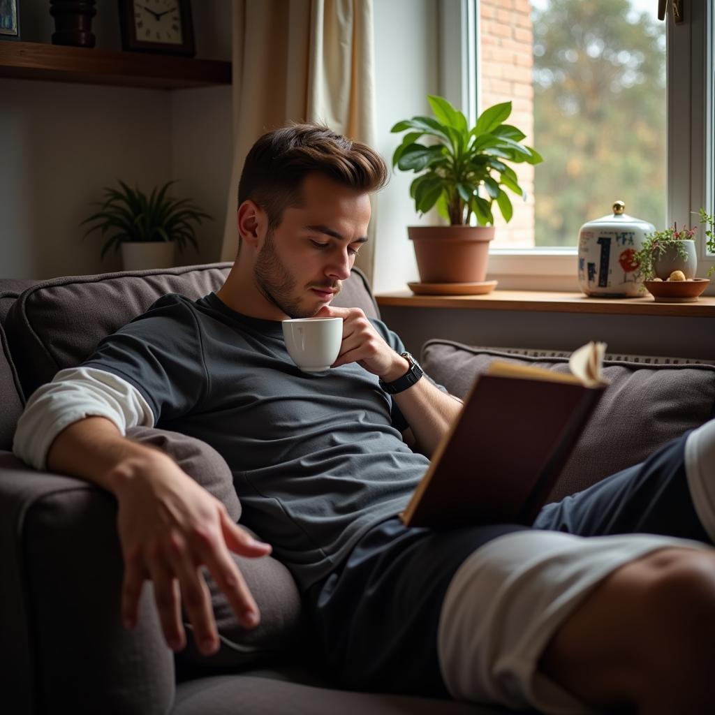 Footballer Relaxing Off Field