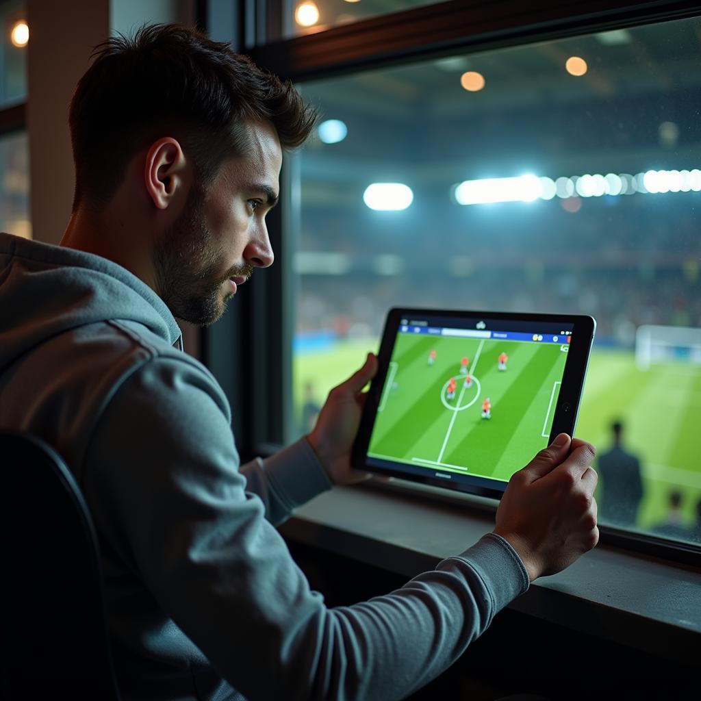 Footballer Analyzing Game Footage