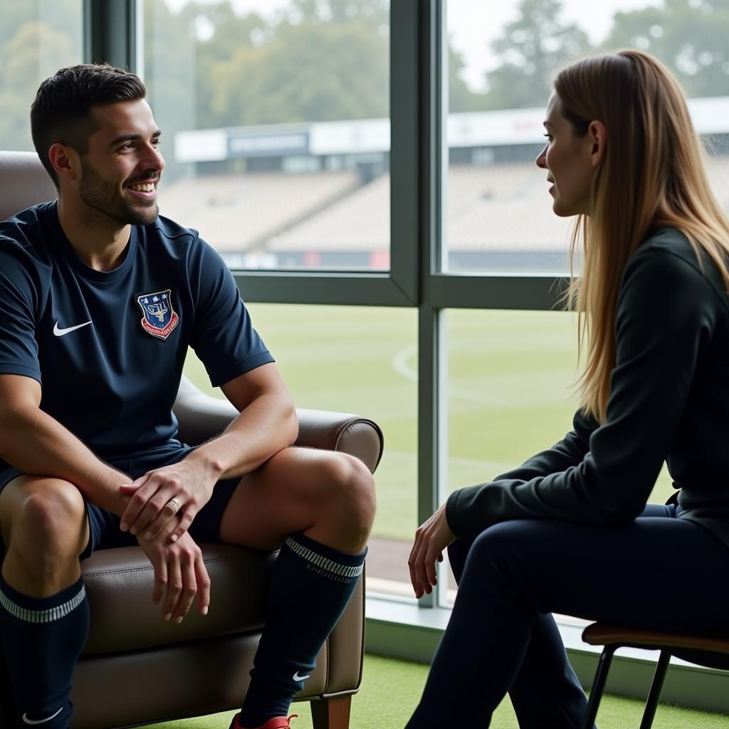 Footballer Talking to Psychologist