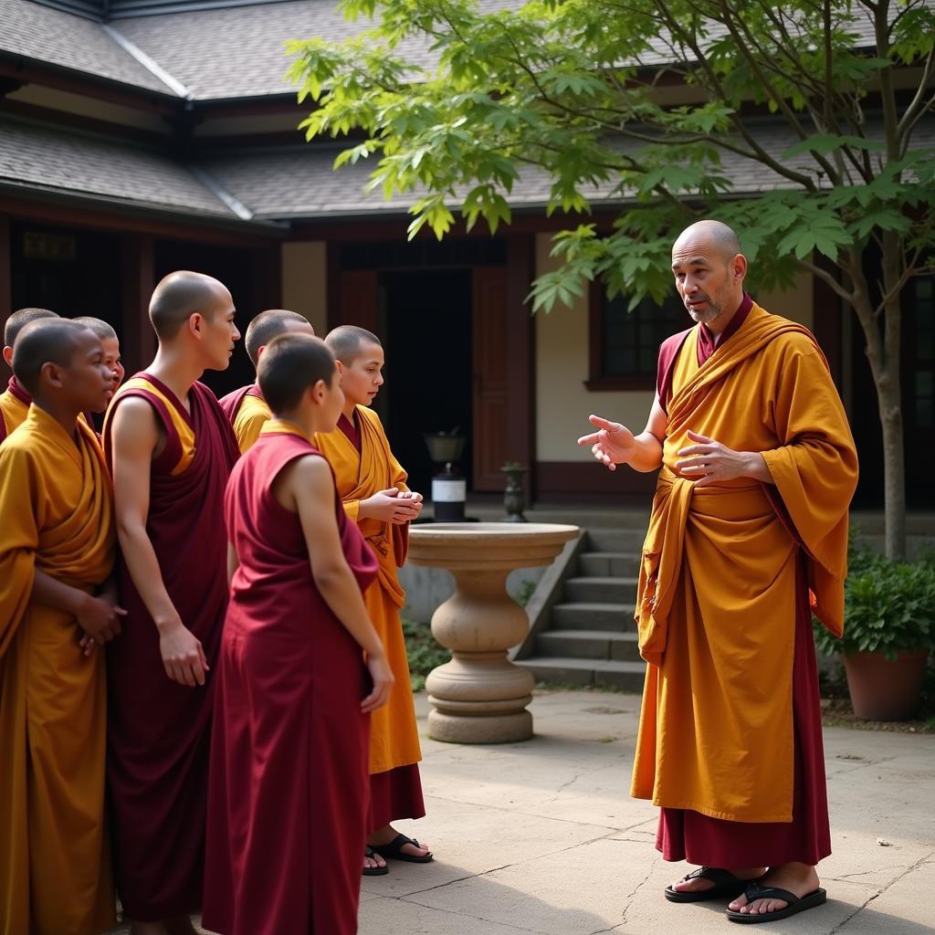 Former Footballer Teaching Young Monks in Monastery