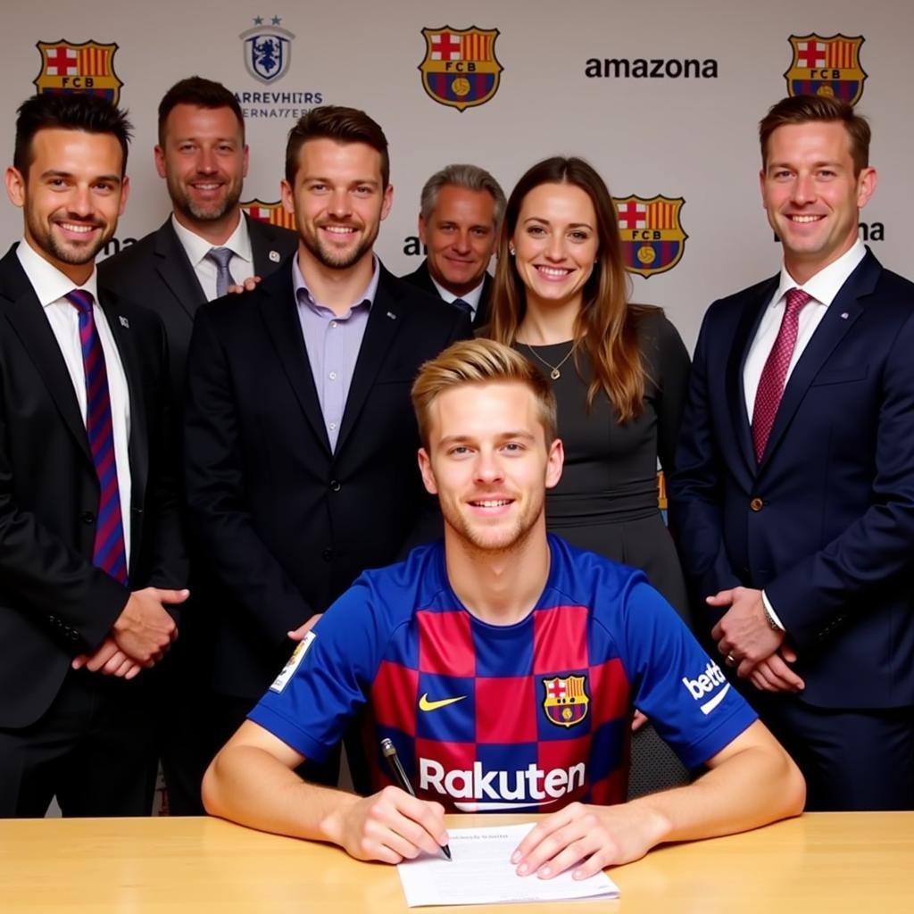 Frenkie de Jong signing for Barcelona in 2019