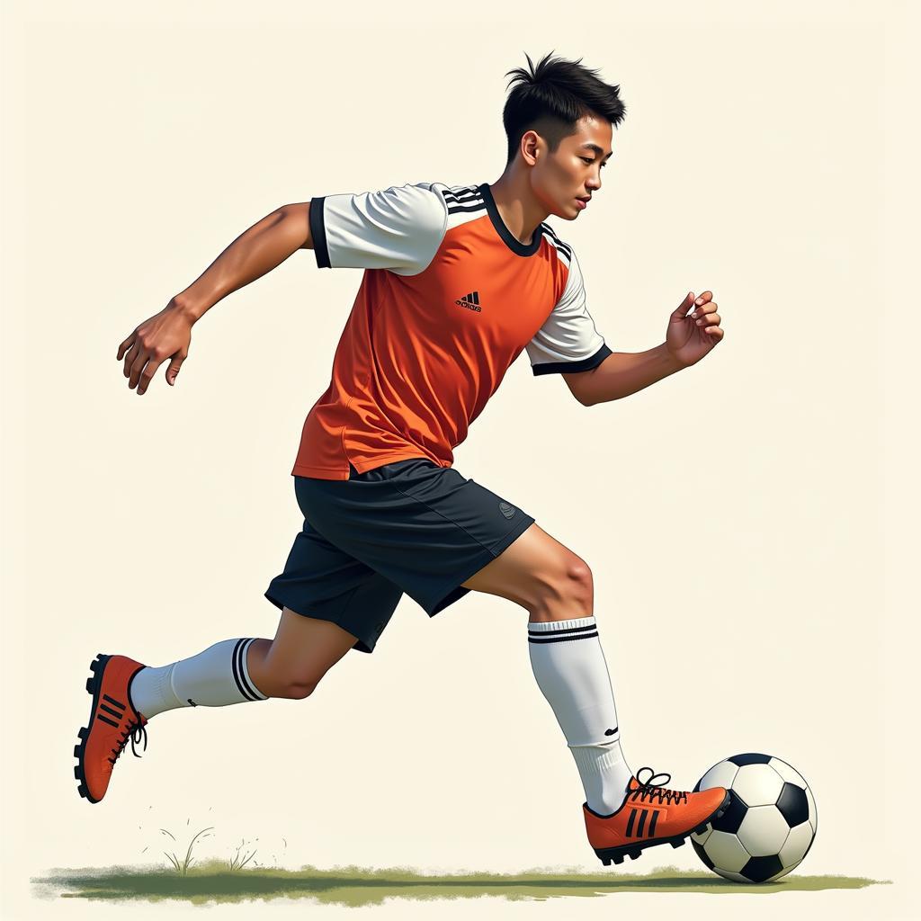 Fu Huang Dribbling a Football