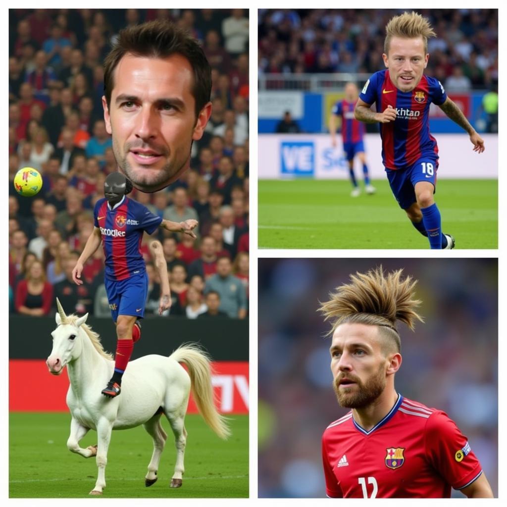 Footballer Photo Edits Memes: A collage of humorous photo edits featuring famous footballers in various comical scenarios.