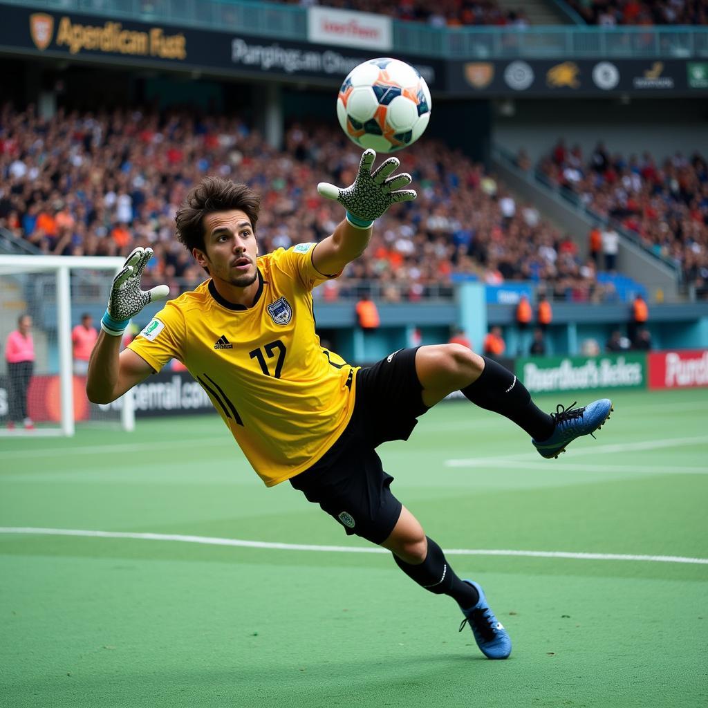 Futsal Goalkeeper Making a Save