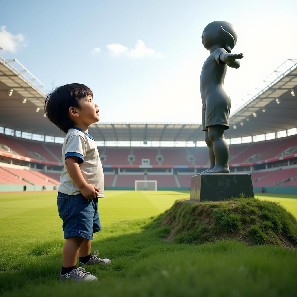 Future of Vietnamese Football Represented by a Hanoi Statue