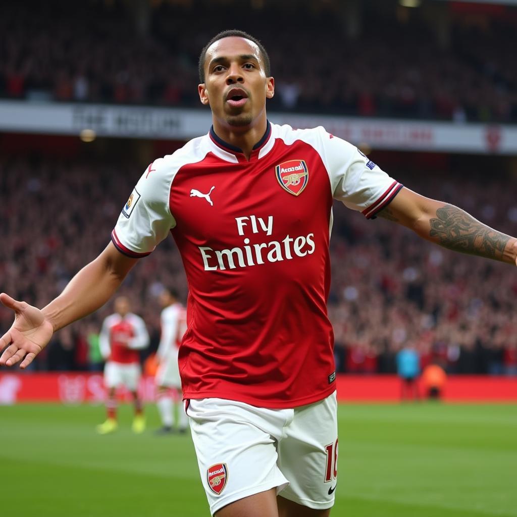 Gabriel Jesus celebrates a crucial goal for Arsenal