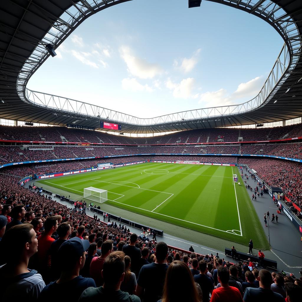 A football stadium in a German coastal city with a vibrant atmosphere