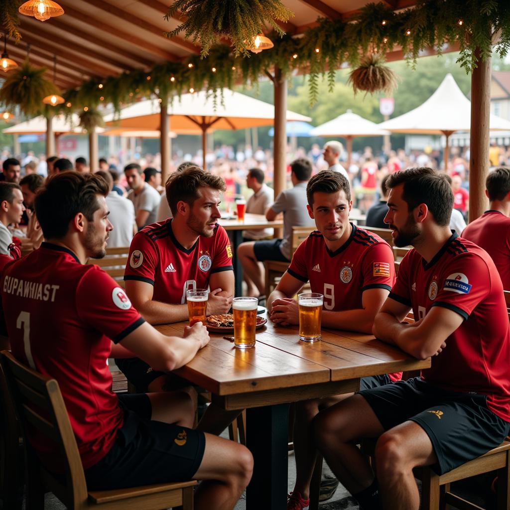 German Footballers Enjoying the Beer Garden at Oktoberfest 2019