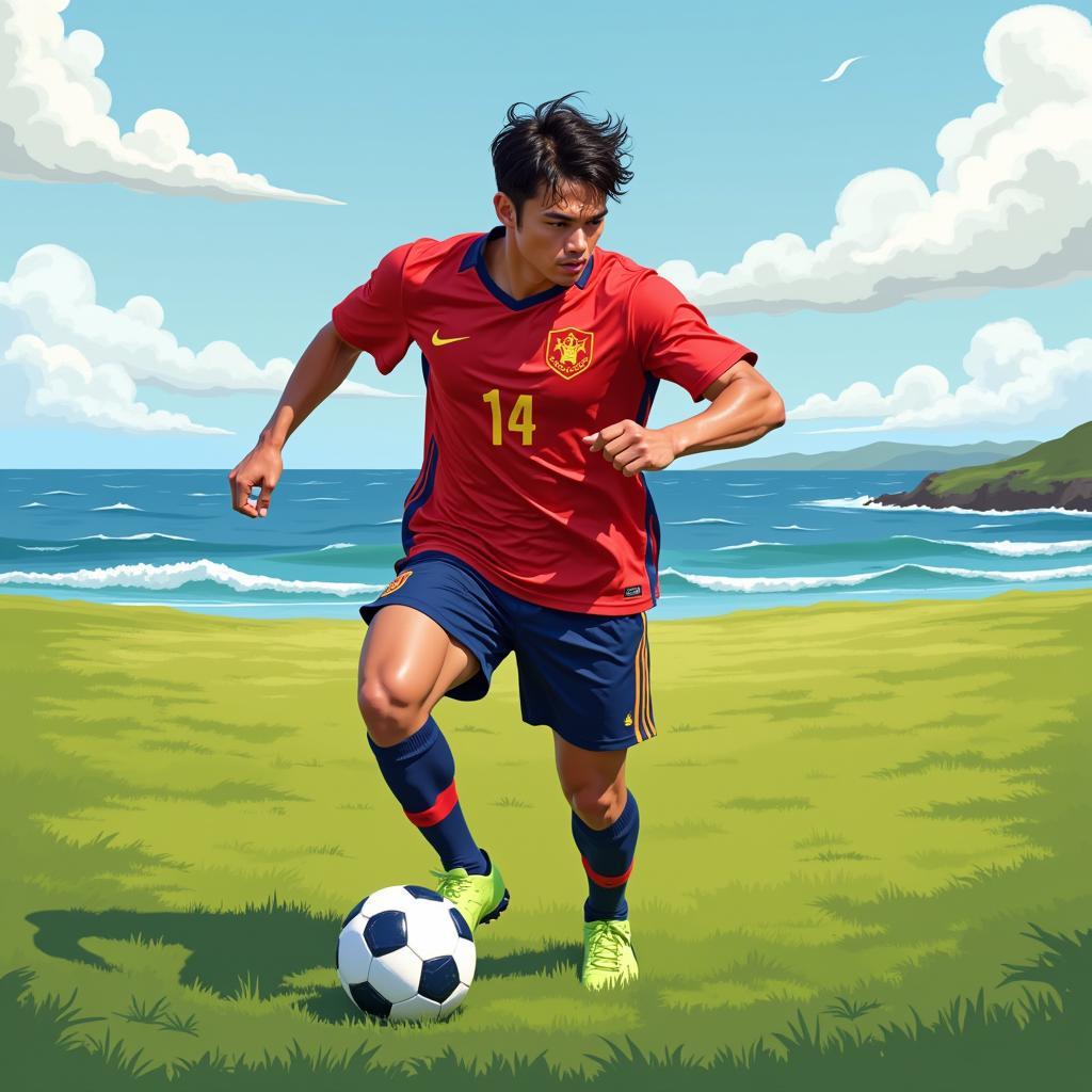 German sea player dominating on the football field